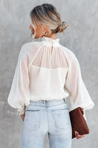 Reverie Of The Day Smocked Statement Sleeve Top