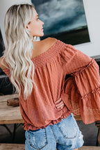 In the Breeze Dot Off Shoulder Shirt