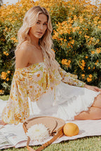 Sunlit Escape Floral Printed Smocked Top
