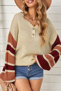 Warm Affection Striped Button Up Knit Sweater