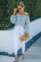 Delightful One Swiss Dot Off Shoulder Top