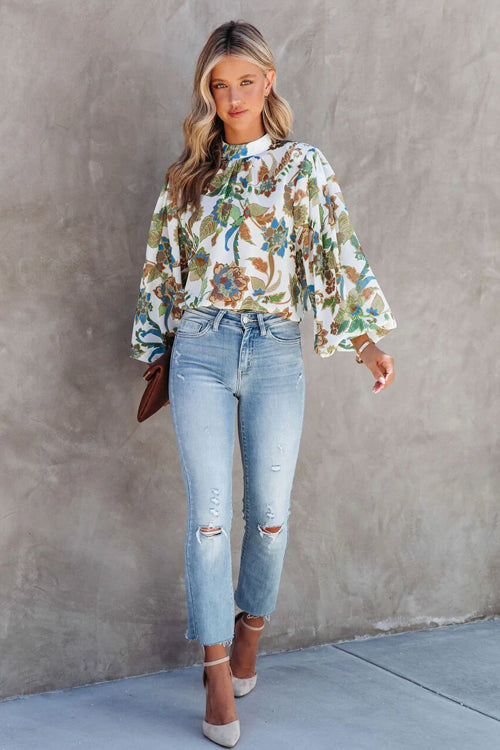 You're Radiant Floral Print Long Sleeve Top