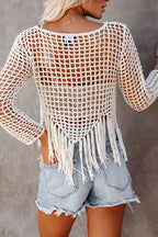 Bonjour To You Hollow-Out Tassel Top