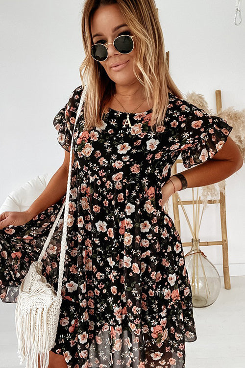 Feels Right Floral Print Short Sleeve Mini Dress