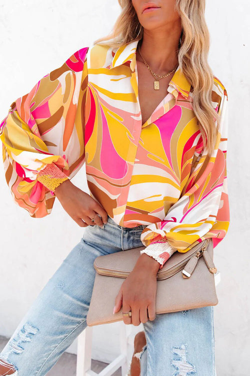 Getting Luxe Printed Statement Sleeve Top