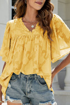 A Chance For Affection Floral Jacquard Short Sleeve Top - 7 Colors