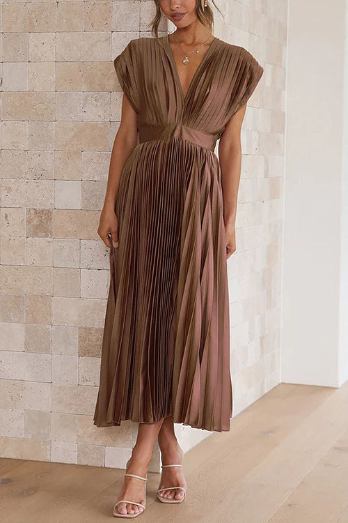 A New Day V-Neck Pleated Midi Dress