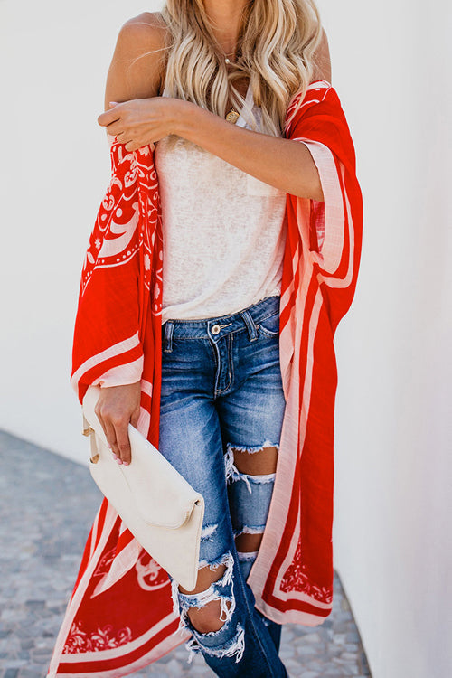 Sunlit Energy Boho Print Kimono