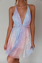Light Up The Evening Sequin Backless Mini Dress