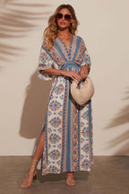 Mykonos Mood V-Neck Printed Maxi Dress