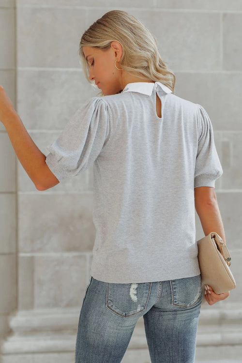 In The Spotlight Collared Knit Top