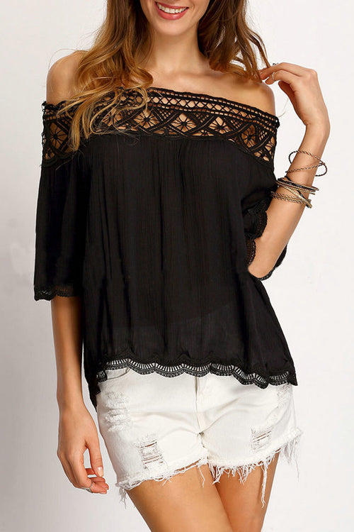 Delightful Memories Off the Shoulder Eyelet Top