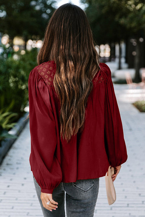 Romance-Inspired History Lace Balloon Long Sleeve Top