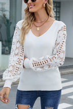 Celebrating Life Crochet Lace Knit Sweater