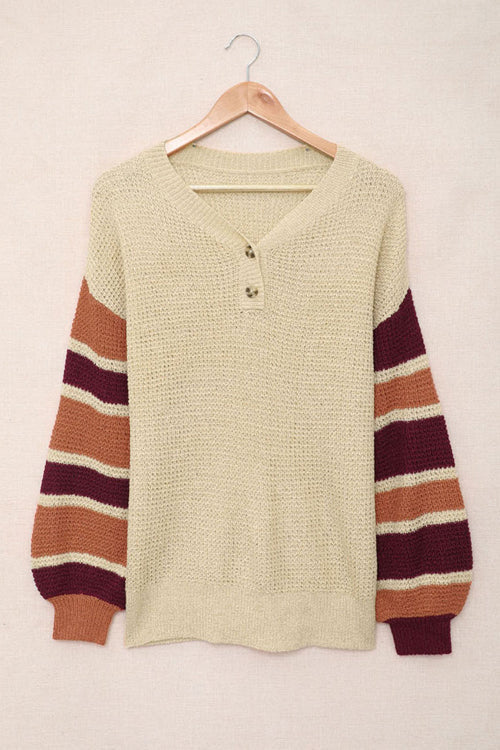 Warm Affection Striped Button Up Knit Sweater