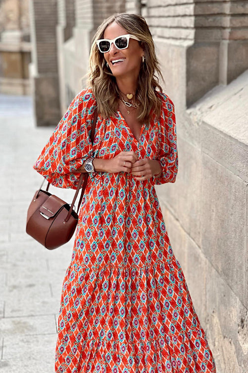 Completely In Affection Boho Print Maxi Dress