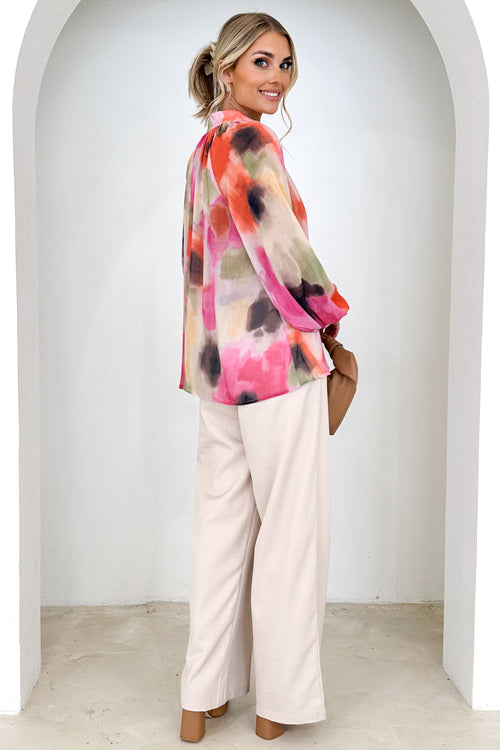 Make Yourself Joyful Print Button Down Long Sleeve Top