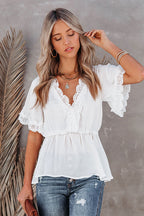 Delightful Optimism Crochet Lace Peplum Top