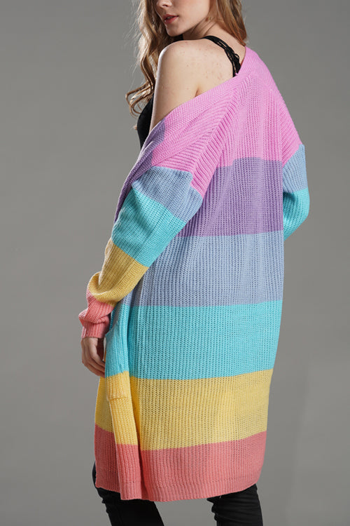 Rainbow Muse Striped Knit Cardigan