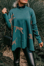 Joyful To See You Leopard Knit Sweater