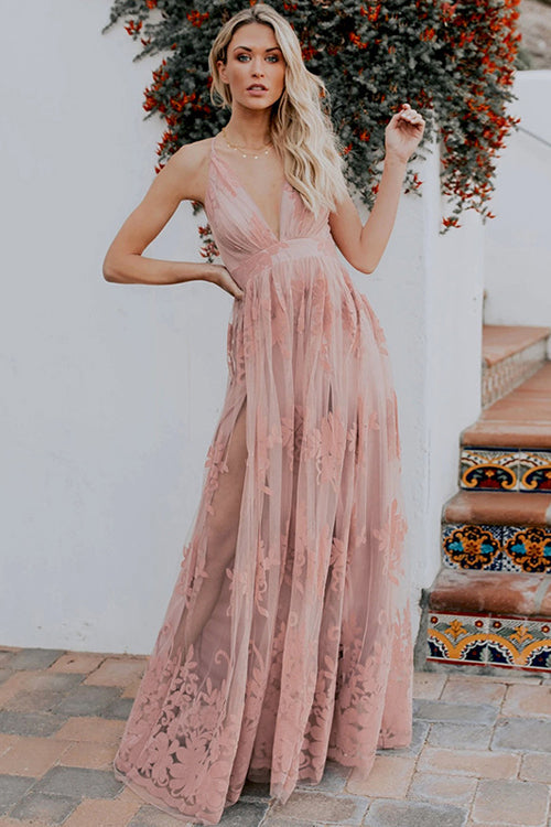 Muse in Disguise Lace Floral Backless Maxi Dress