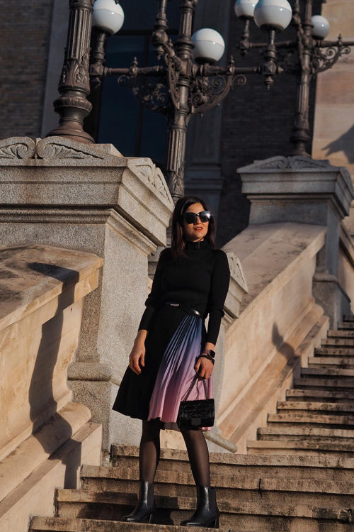 Love Story That Wows Pleated Belted Knit Dress