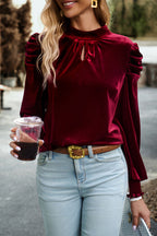 Completely Captivated Velvet Tie-Back Long Sleeve Top