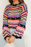 Let's Get Away Colorful Stripe Knit Sweater