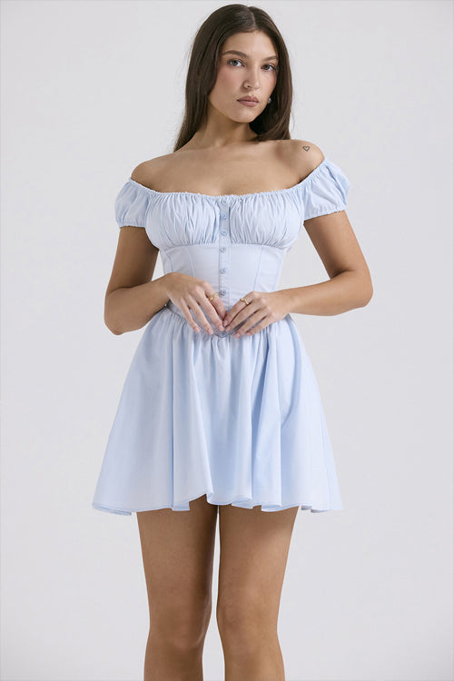 Happiest Hour Puff Sleeves Skater Mini Dress