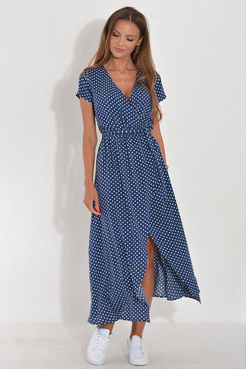 Do What You Affection Print High-Slit Maxi Dress
