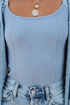 Polished Scene Swiss Dot Ribbed Bodysuit
