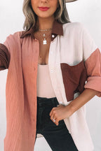 Open-Air Day Colorblock Button Down Top