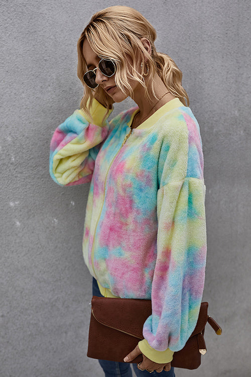 Autumn Ready Tie-Dye Fluffy Jacket