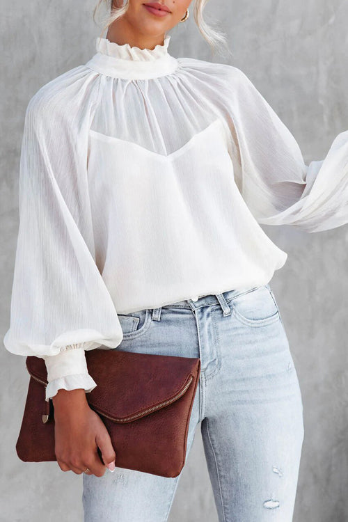Reverie Of The Day Smocked Statement Sleeve Top