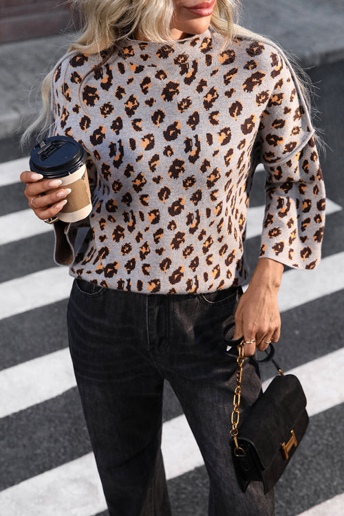 Snuggly Days Leopard Mock Neck Sweater