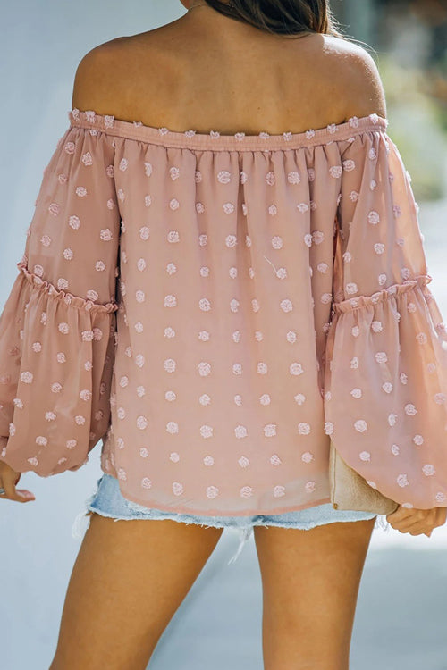 Delightful One Swiss Dot Off Shoulder Top