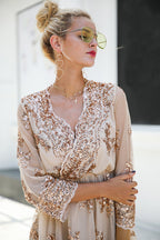 Sequin V-neck Half Sleeve Dress