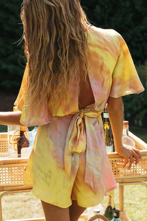Just So Delightful Cross-Front Printed Romper