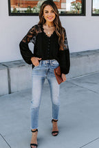 Reverie Lace Embroidery Button Up Top