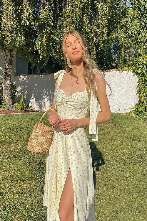 Embrace The Sun Print High-Slit Midi Dress