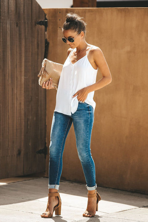 Known As Later Button-Up Tank Top