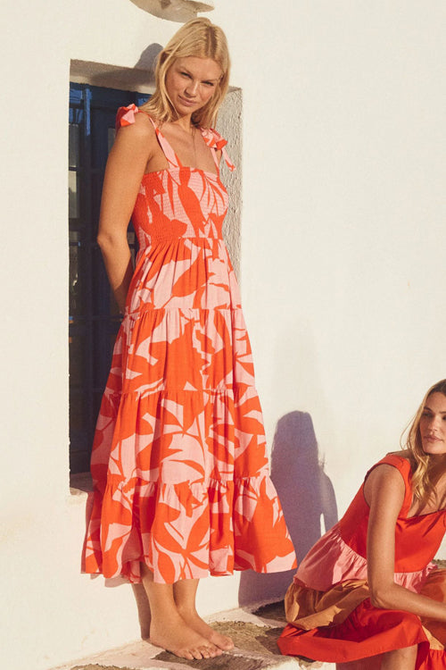 Sunset Escape Print Maxi Dress - Orange