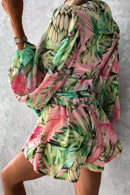 Sunlit Days Ahead Printed Wrap Romper