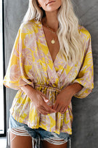 Close At Heart Floral Print Wrap Top