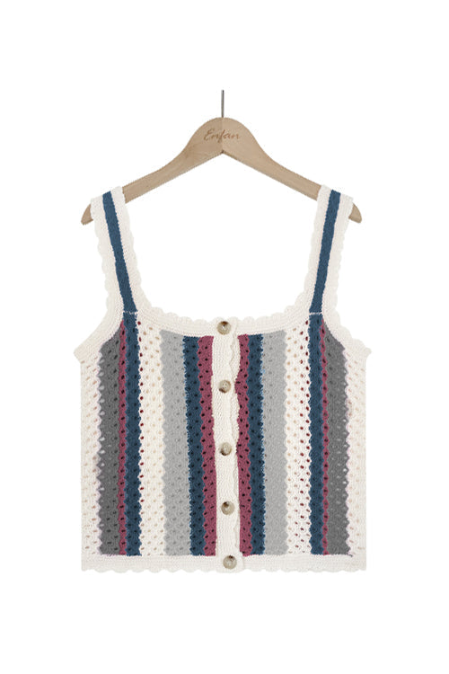 Waiting For Affection Colorful Stripe Crochet Knit Top