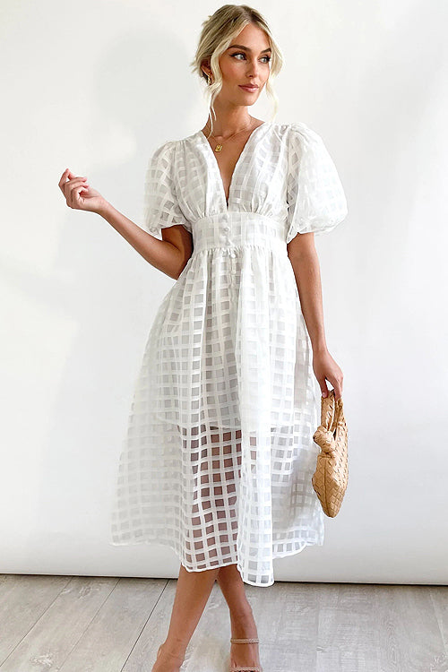 Garden Of Love Story Puff Sleeve Midi Dress - 9 Colors