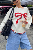 Mood The Best Bowknot Knit Sweater