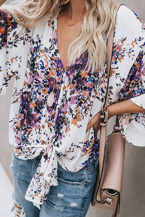 Real Charmer Shivering Print Bowknot Shirt