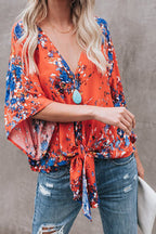 Real Charmer Shivering Print Bowknot Shirt