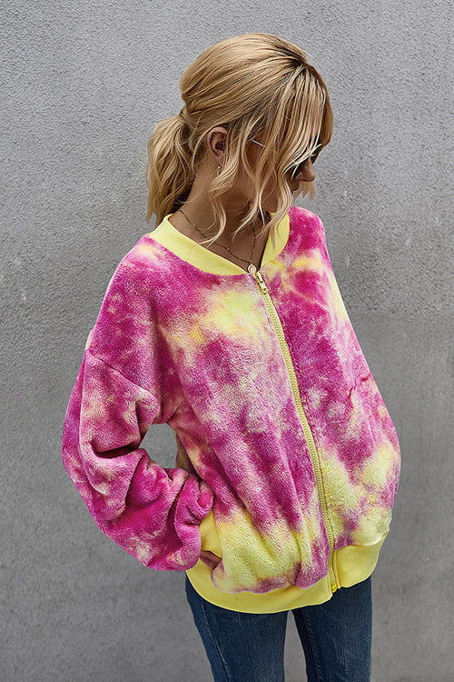 Autumn Ready Tie-Dye Fluffy Jacket